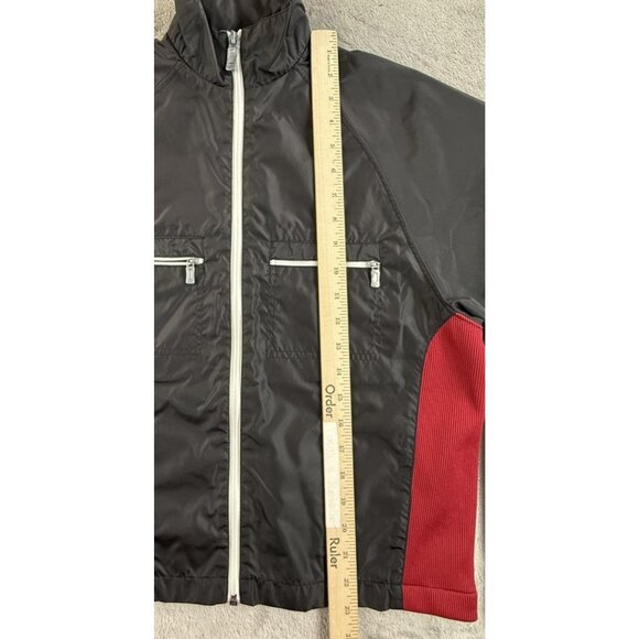Vintage Nike Windbreaker Jacket Womens Small Black Red Full Zip Running Gym 90s - Picture 9 of 16